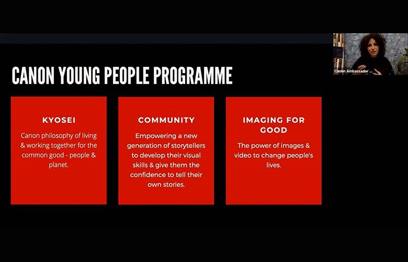 Screenshot of the Canon Young People Programme session